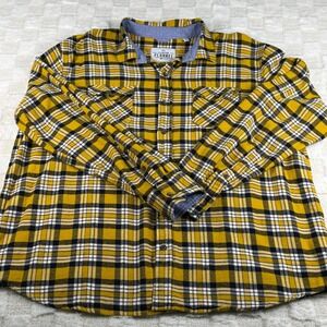 Tallwoods Filmore Flannel Mens XL Yellow Black Plaid Button Down Cotton Shirt